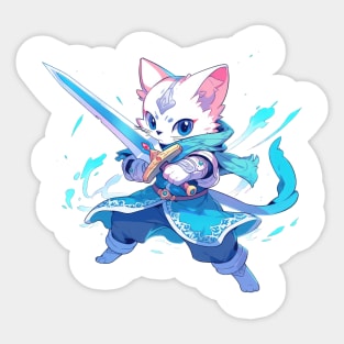 Magic Swordsman Cat Hero Sticker